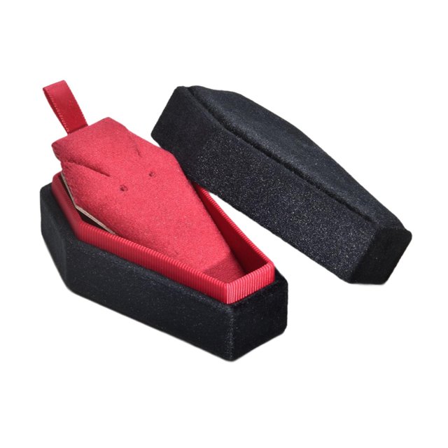 Caja de joyería,Joyero con forma de ataúd,decoración portátil,Estuche para guardar joyas,pendientes decorativos negros,Adorno de terciopelo con anillos para tapa para Collar Negro Rojo