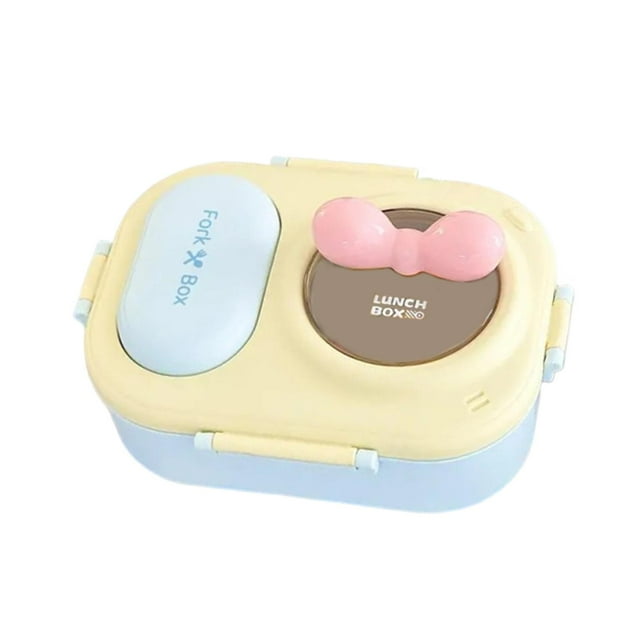 Lonchera Bento Box Hermética a Prueba de Fugas Lonchera Portátil con Tenedor y Cuchara para amarillo azul