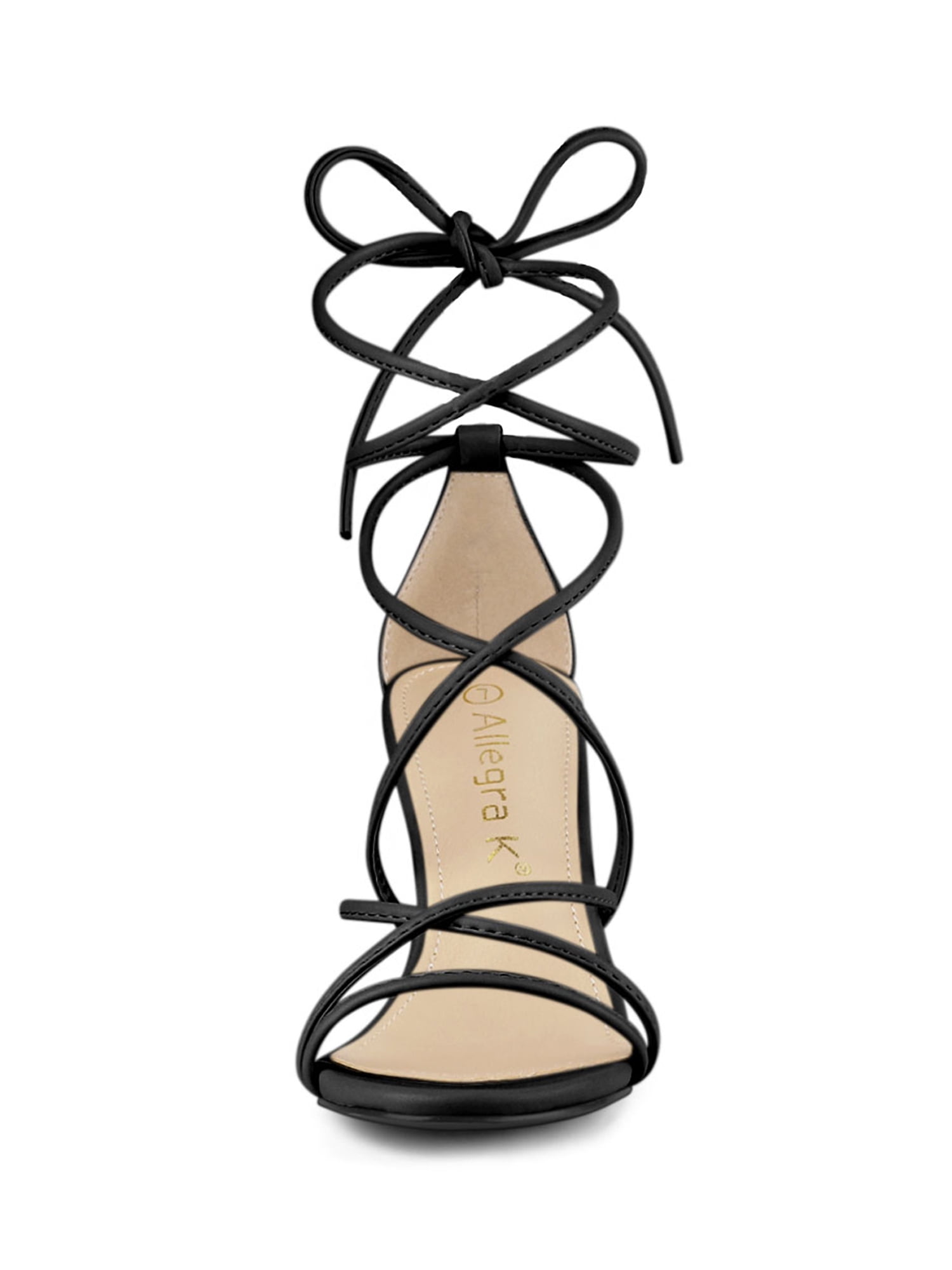 allegra k women's strappy straps lace up chunky heel sandals