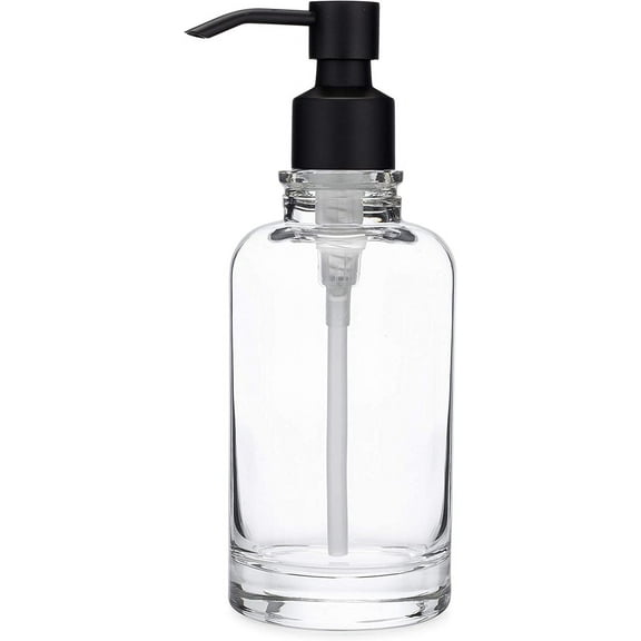 Rail19 Sonoma Clear Glass Soap Dispenser - Liquid Hand Soap & Lotion for Kitchen and Bathroom Countertop, 10oz (Cali Black)