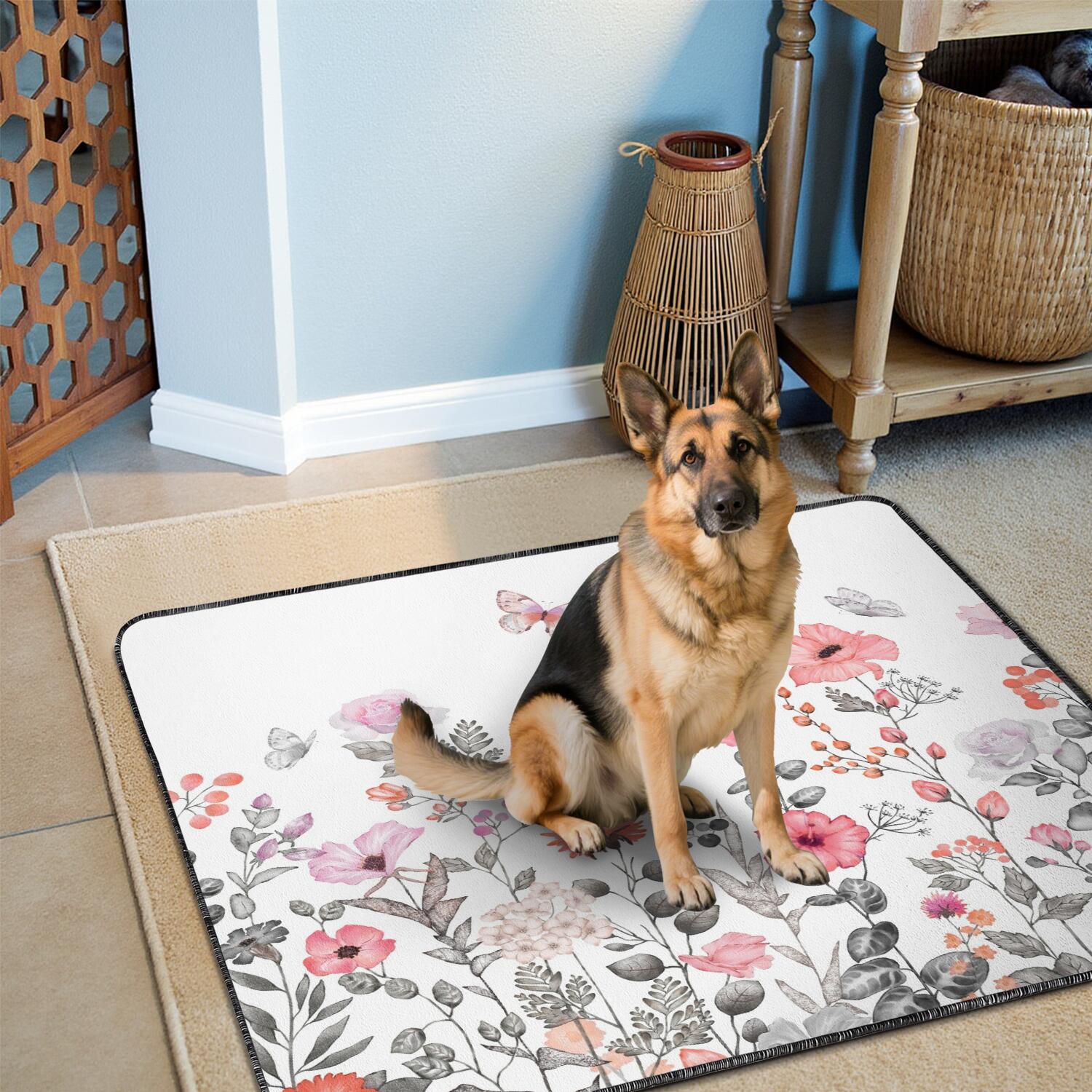 Jumbo 48x48 Inch Reusable Puppy Training Pads 2-Count, Super Absorbent Washable Dog Training Mats, Leakproof & Skid-Resistant for Hardwood Floors, Floral