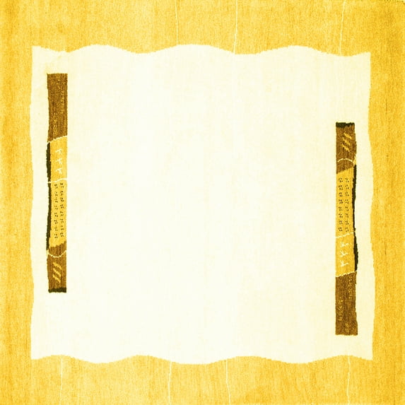 Ahgly Company Indoor Square Solid Yellow Modern Area Rugs, 3' Square