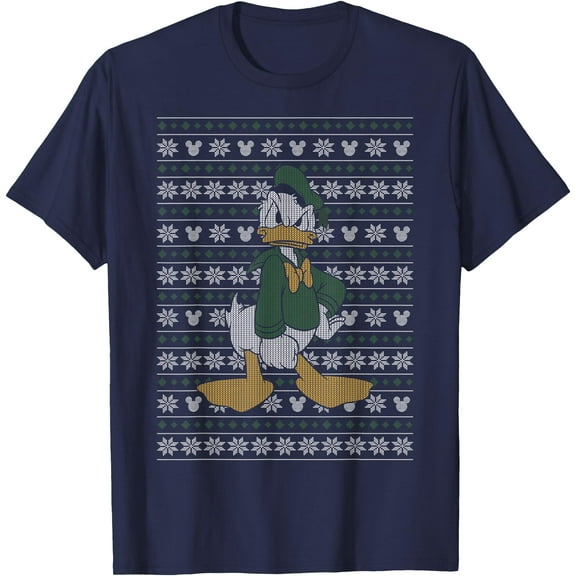Donald Duck Christmas Sweater Style Holiday DTG Print Unisex T-Shirt