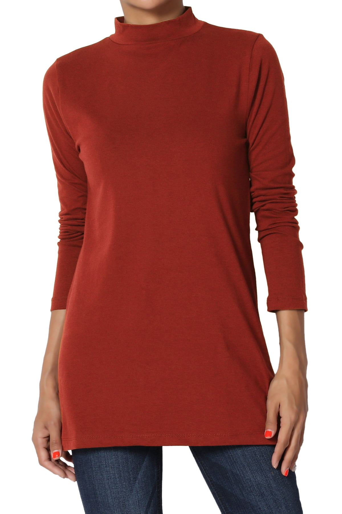 Download TheMogan - TheMogan Women's PLUS Mock Neck Long Sleeve T ...