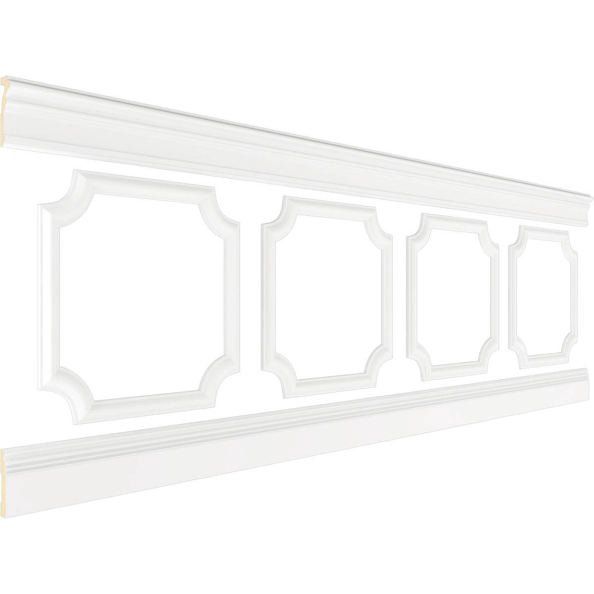 Ekena millwork 94 1/2"L (Adjustable 32"H to 36"H) Ashford Scalloped Panel Traditional Wainscot Paneling Kit