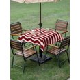 thumbnail image 5 of Outdoor Tablecloth with Umbrella Hole, Red White Spillproof Waterproof Outdoor Table Cover, Modern Abstract Waves Water Ripple Striped Patio Tablecloths for Party/Garden/Picnic, Square 54"x54", 5 of 9