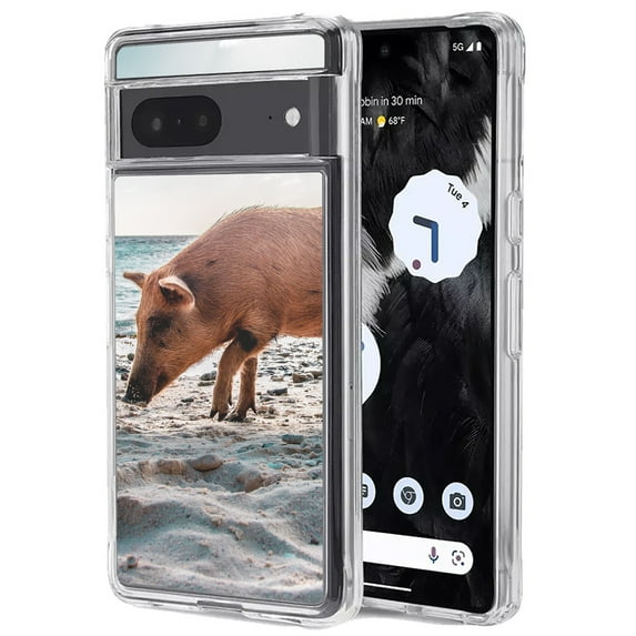 TalkingCase Slim Phone Case Compatible for Google Pixel 7 Pro, 6.7", Pig On The Beach Print, Light Weight, Flexible, USA