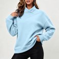 thumbnail image 4 of Horkkom Mock Neck Sweatshirt Solid Color Casual Long Sleeve Tops Oversized Pullover Fall Sweatshirt M, 4 of 6