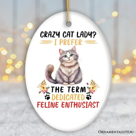 Crazy Cat Lady Ceramic Ornament, Cute and Funny Christmas Gift