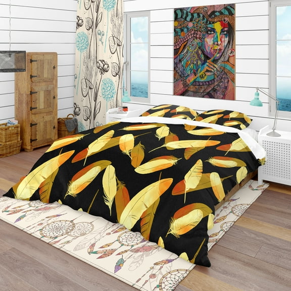 Designart 'Bird Feathers Pattern' Southwestern Duvet Cover Set
