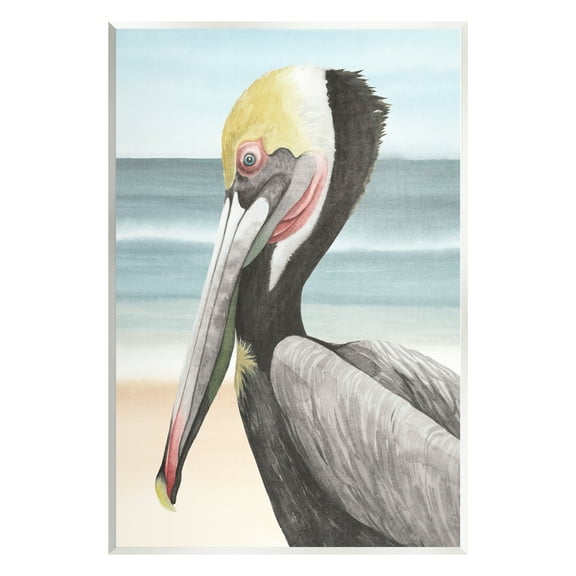 Stupell Industries Pelican & Coastal Shore Animals & Insects Painting Unframed Art Print Wall Art, 10 x 15