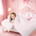 thumbnail image 3 of meiyoeat pink Bowknot Monogram A Full Size Comforter Sets,Watercolor Ribbon Initial Bedding Comforter Set,Pink Reversible,3 Pieces,1 Comforter and 2 Pillowcases, 3 of 7