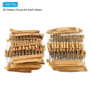 Unique Bargains 1W 0.1R Ohm 750R Ohm 5% Carbon Film Resistor, 30 Values Electronic Components Assortment, 300 Pack