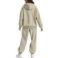 thumbnail image 6 of Feancey Women's 2 Piece Outfits Hoodie Sweatsuit Sets Workout Zip Up Sweatsuits Baggy Jogger Travel Matching Set with Pockets Beige S, 6 of 10