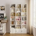 thumbnail image 2 of IRONCK 74.8" Tall Narrow Bookcase, 6 Tiers Open Adjustable Shelf and 1 Storage Cabinet for Home Office, White, 2 of 6