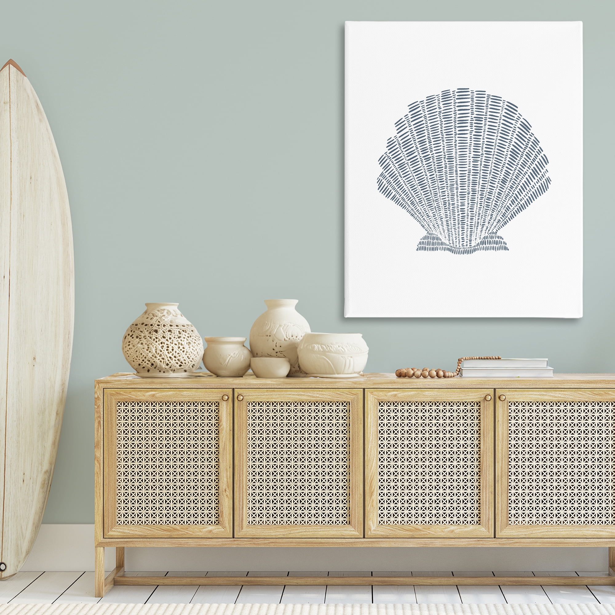 Stupell Industries Minimal Sea Shell Coastal Painting Gallery Wrapped Canvas Art Print Wall Art, 36 x 48