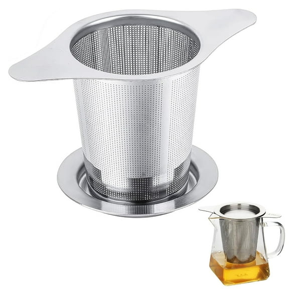 Extra Fine 18/8 Stainless Steel Tea Infuser Mesh Strainer with Large Capacity & Perfect Size Double Handles for Hanging on Teapots, Mugs, Cups to Steep Loose Leaf Tea and Coffee
