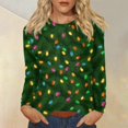 thumbnail image 2 of WTOBBY Women's Fashion Christmas Print Round Neck Long Sleeve Pullover Top, Holiday Themed Tree and Snowflake Design Sweater for Women,Dark Green L, 2 of 5