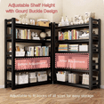 thumbnail image 5 of 78"H ×18"D Kitchen Rack Shelf,Organizer Heavy Duty Metal Shelving,5 Tier Shelving Unit Bakers Rack With Storage Pantry Shelf,3000 Lbs Industrial Kitchen Storage Organization Free Standing 36"W, 5 of 9