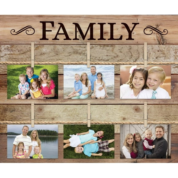 P. Graham Dunn Family Rustic Distressed 18 x 21 Wood Plank Pallet Clothes Pin Picture Holder Wall Art Sign