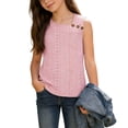 thumbnail image 2 of Gamivast Summer Tops for Girls Square Neck Button Shoulder Regular Fit Blouse Eyelet Lace Hollow out Cotton Sleeveless Shirts Casual Daily Holiday Beach Party Wear, 2 of 9