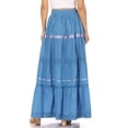 thumbnail image 2 of Sakkas Solid Embroidered Gypsy / Bohemian Full / Maxi / Long Cotton Skirt - Blue - One Size, 2 of 5