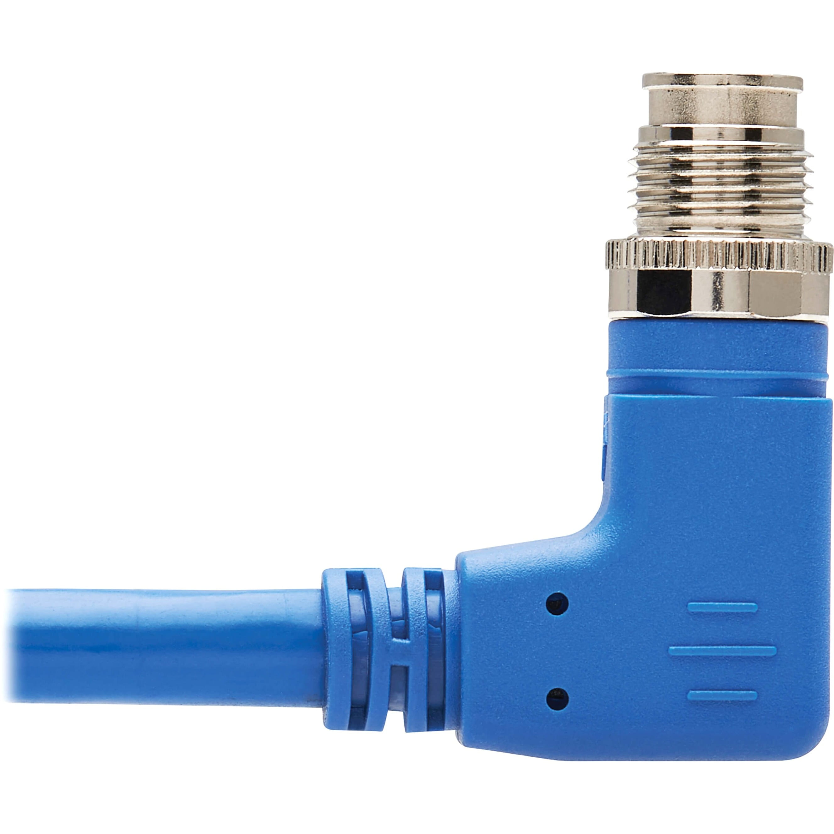 Tripp Lite M12 X-code Cat6a 10g F/UTP Cmr-lp Shielded Ethernet Cable (right-Angle M12 M/Rj45 M), Ip68, Poe, Blue, 3 M (9.8 Ft.) - Network Cable - Taa Compliant - 8 Pin M12-x (m) Right-Angled to Rj-45