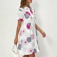 thumbnail image 6 of Iyufng Women Dresses for Summer Women's Short Sleeve Button Down Casual Printed Flowy A-Line Shirt Dress, 6 of 9