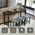 thumbnail image 3 of MAYEERTY 4-Piece Bar Table Set with USB Charging Port – Modern Sofa Bar Table and Upholstered Stools Set for Behind Couch, Dining Room, or Living Room, 3 of 9