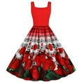 thumbnail image 3 of Honeeladyy Summer Dress Vintage Dress Women Elegant Sleeveless Print Dresses - O Neck Evening Party Swing Dress Women's light dresses, 3 of 7