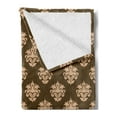 thumbnail image 2 of Damask Soft Flannel Fleece Throw Blanket, Retro Style Antique Floral Motifs with Victorian Influences Abstract Ornaments, Cozy Plush for Indoor and Outdoor Use, 70" x 90", Tan and Brown, by Ambesonne, 2 of 5