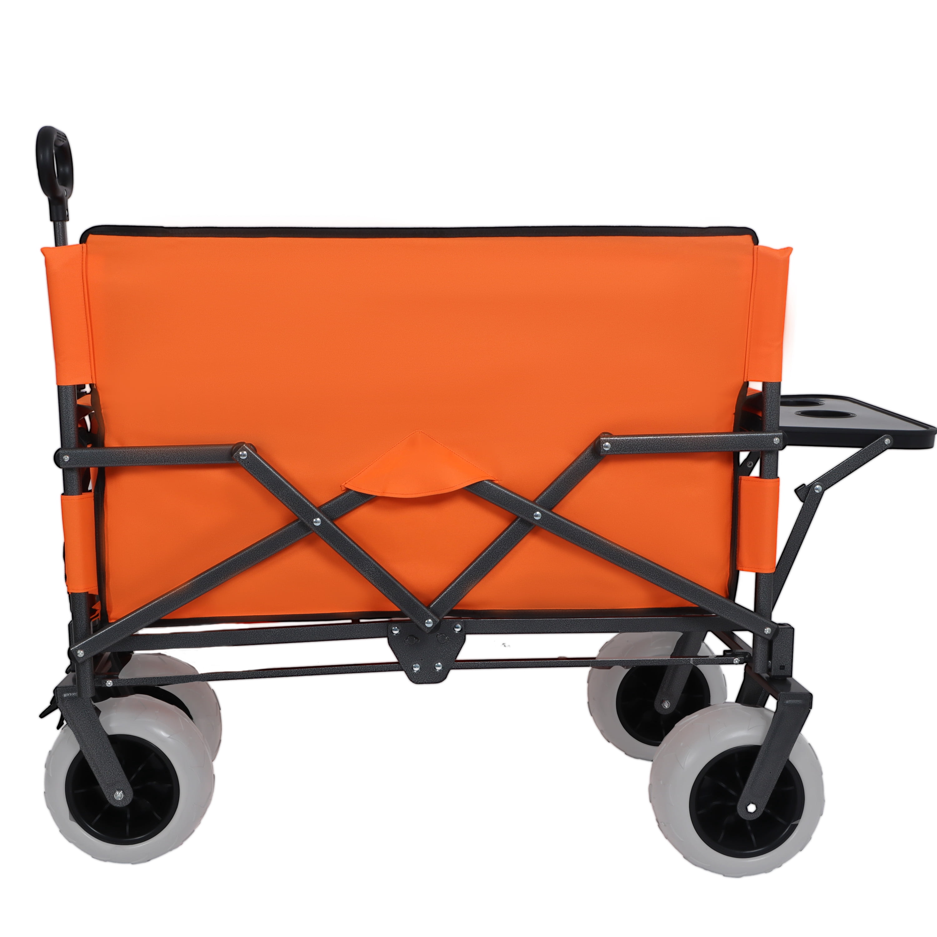 3-in-1 Folding Wagon with Bench Seat & Rear Folding Tabletop, 500lbs Capacity, 9"x4" All-Terrain Beach Tires, Collapsible Utility Cart for Camping Beach Outdoor