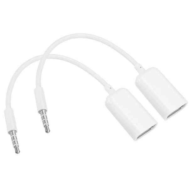 2 Pcs Cable Aux a USB, Conector de Jack de Audio Aux de 3.5 mm Macho a USB 2.0 Hembra para Puerto AUX de Coche, Blanco