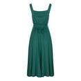 thumbnail image 6 of JIANJIA Summer Dresses For Women Solid Color Strappy Square Collar Sleeveless Slim Fit Casual Dress Activewear,Green,XL, 6 of 8
