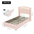 thumbnail image 7 of Homfa Twin Size LED Bed Frame with 4 Storage Drawers, Velvet Upholstered Platform Bed with Crystal Buttons Headboard, Pink, 7 of 7