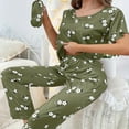 thumbnail image 2 of Tnhcen Pajamas for Women Set Long Sleeve Round Neck Nightwear Shirt Pants Sleepwear Lounge Home Clothes Sets S-2XL, 2 of 4