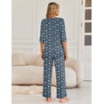 thumbnail image 2 of Ekouaer Womens Pajamas Sets 2 Piece Lounge Set 3/4 Sleeve Tops and Long Pants Soft Pjs Loungewear with Pockets, 2 of 4