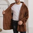 thumbnail image 4 of Chiccall Mens Fuzzy Jacket Oversized Open Front Hooded Fleece Coat Thermal Warm Outwear with Pockets, 4 of 6