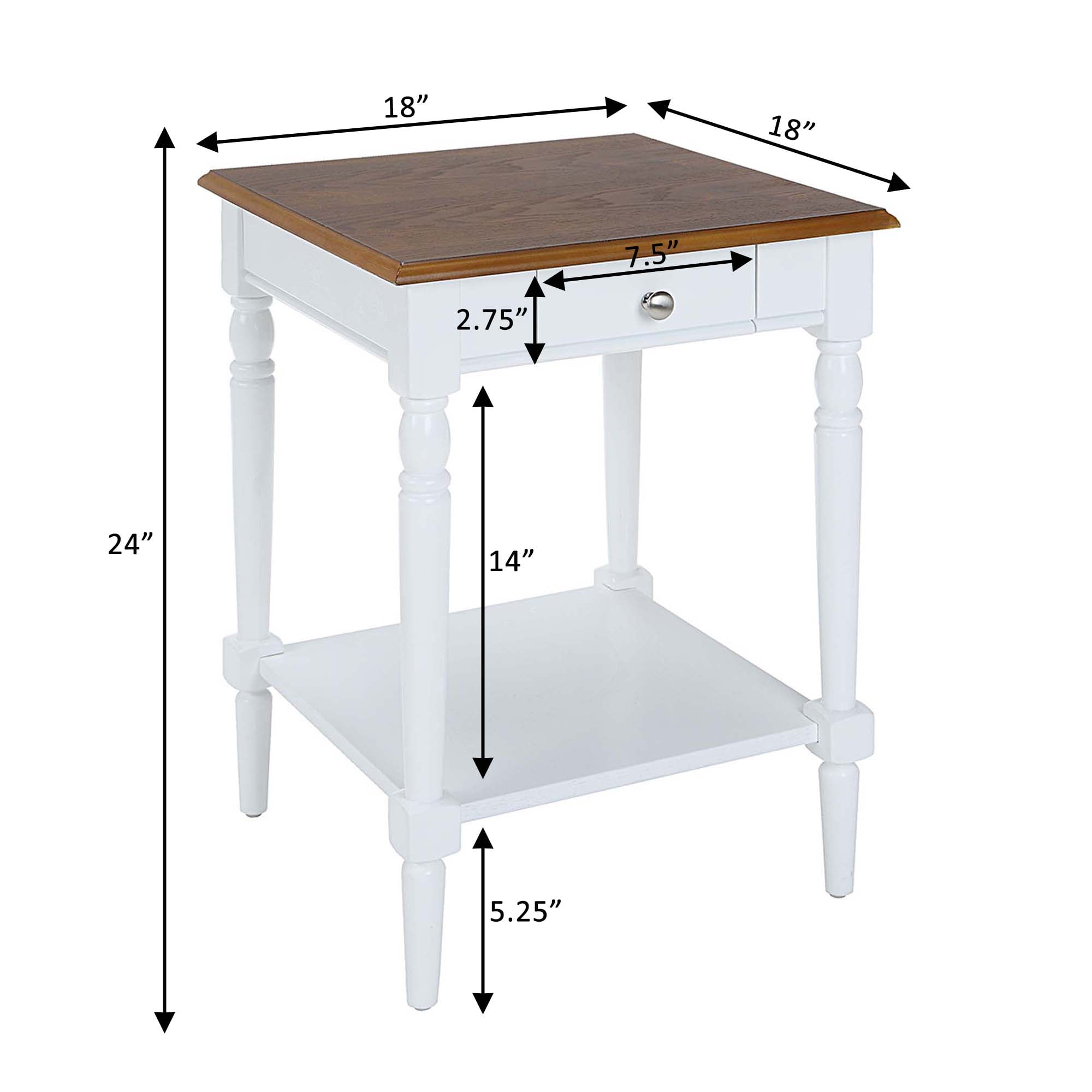 French Country 1 Drawer End Table with Shelf
