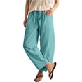thumbnail image 2 of Womens Wide Leg Barrel Pants Palazzo Casual Flowy Beach Cropped Harem Pants Summer 2026 Casual Drawstring Capris (Turquoise,2XL), 2 of 5