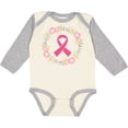 thumbnail image 3 of Inktastic Breast Cancer Pink Ribbon Awareness Wreath Girls Long Sleeve Baby Bodysuit, 3 of 5