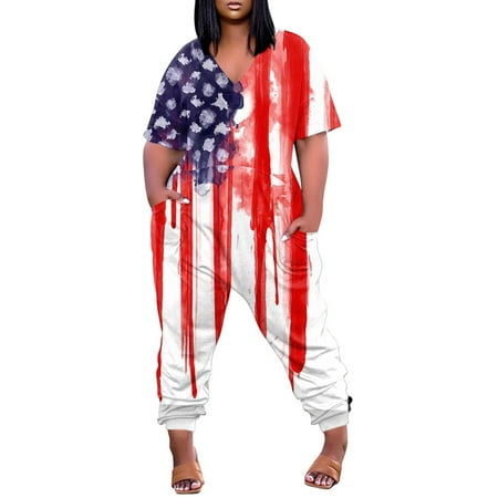 

Jumpsuits For Women Dressy V Neck Short Sleeve With Pockets Wide Shorts Summer Rompers For Women 2023 Long