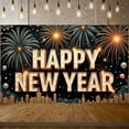 thumbnail image 3 of Fireworks Design Happy New Year Banner Golden Letters New Year Celebration Banner Balloon Decor City Festive Display for New Year Party New Year's Eve Family Gathering, 3 of 9