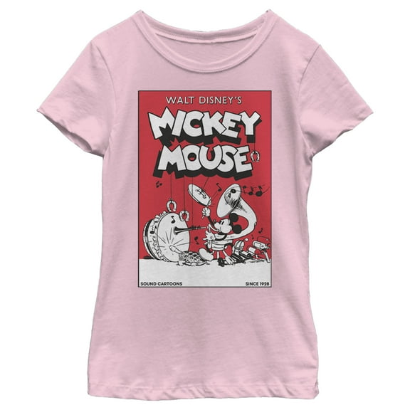 Girl's Mickey & Friends Mickey Mouse One Man Band Graphic Tee Light Pink Small