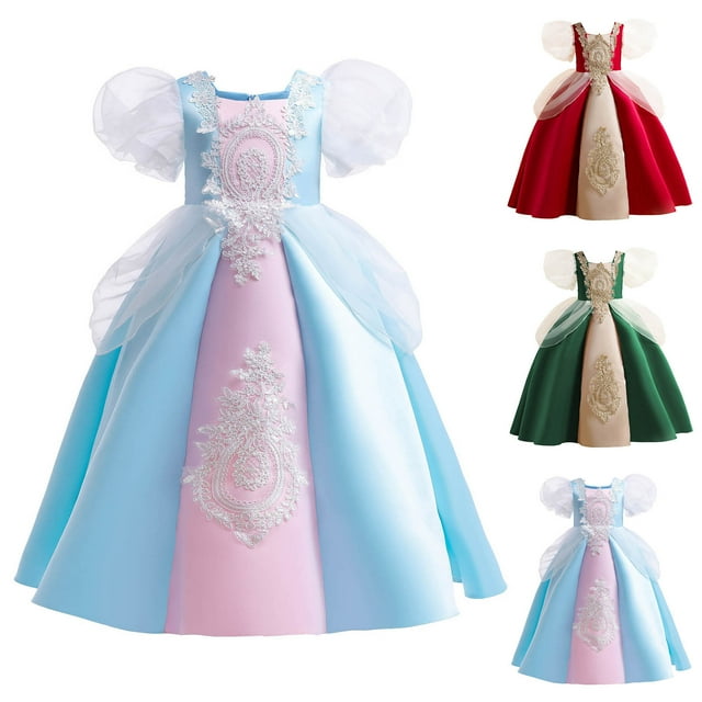 Zwiiyzr Robe en Tulle Scintillante Princesse pour Filles de 3 à 12 Ans, Robes à Paillettes pour Demoiselles d'Honneur, Longue, Ligne A, Robe de Bal de Mariage, Rouge