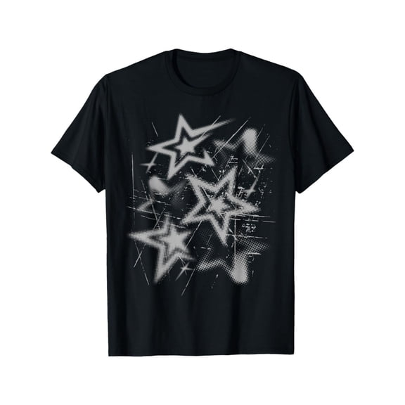 Men's Casual Grunge Distressed Star Print Graphic T-Shirt