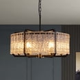 thumbnail image 5 of HOOMEDELIER 6-Light Modern Water Ripple Glass Black Electric Luxury Round Drum Crystal Chandelier, 5 of 18