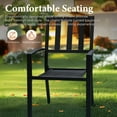 thumbnail image 5 of SUMMIT LIVING 5-Piece Outdoor Patio Dining Set with Stacking Chairs & Faux Wood Table for 4-Person, Metal Steel, Black, 5 of 15