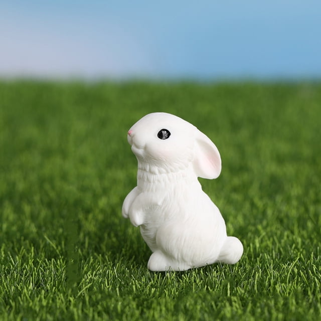 BKER Micro Ornaments Cute Animals Realistic Rabbit Micro Rabbit Gardening Resin Accessories