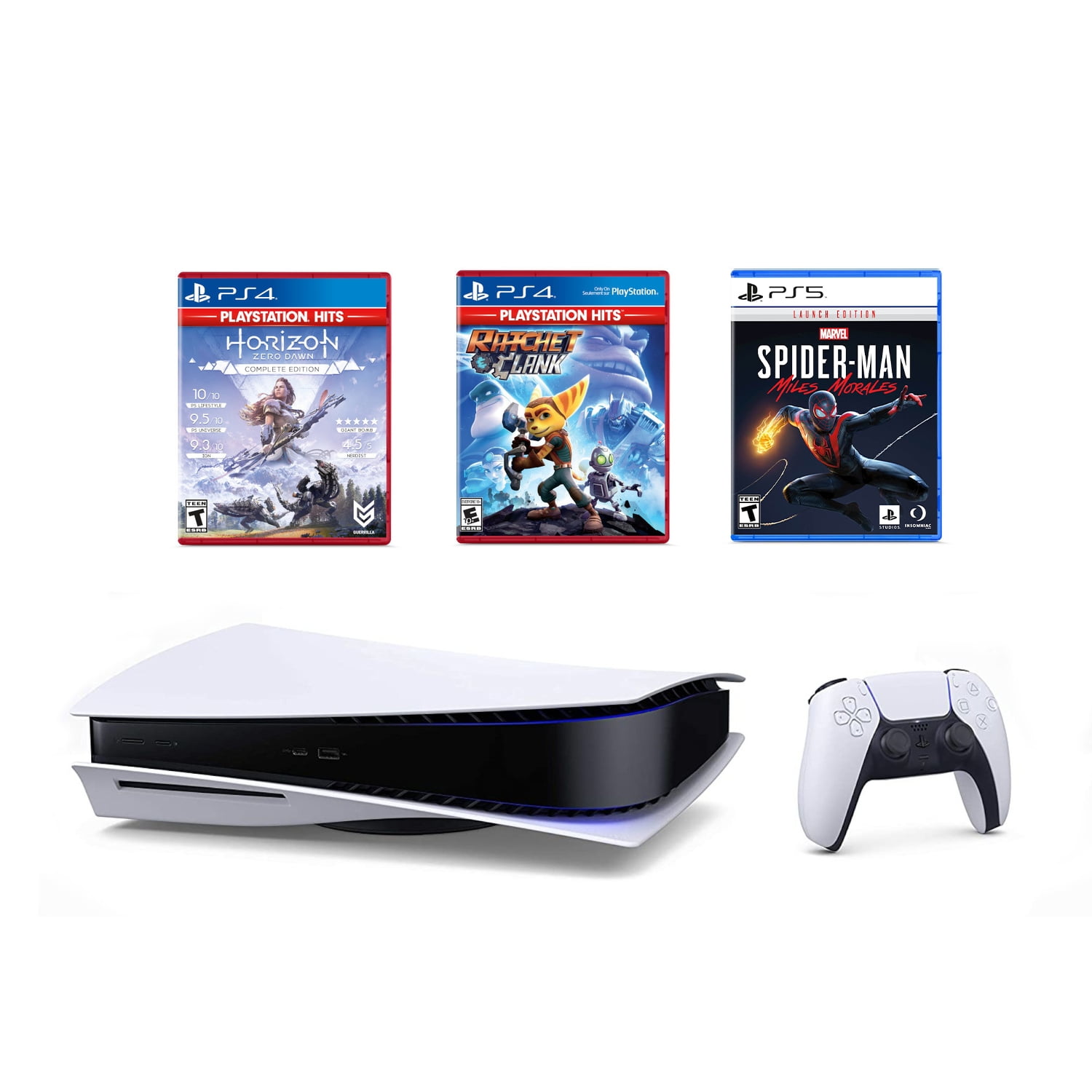 2023 New PlayStation 5 Disc Version PS5 Console with Wireless Controller  with The Last of Us Remastered, God of War & Ghost Of Tsushima - CFI-1215A